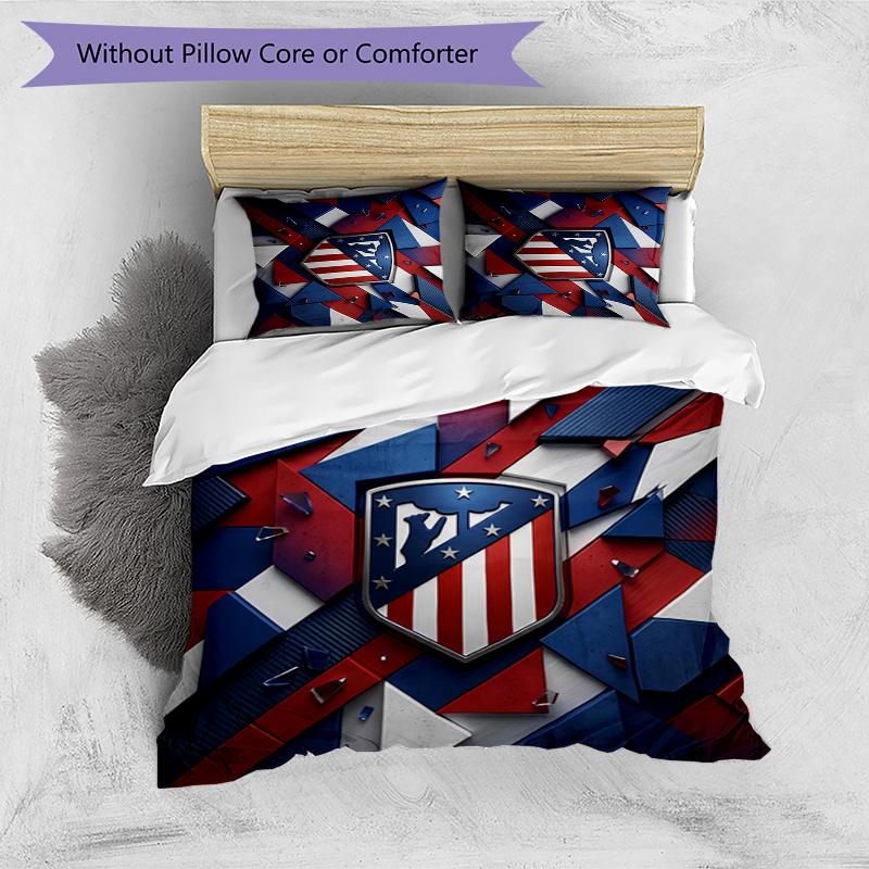 Set Biancheria da Letto 3 Pezzi con Stampa Atletico Madrid Morbido Delicato sulla Pelle Lavabile Copripiumino e Federe Set per Tutte le Stagioni Camera da Letto