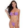 Ensemble Bikini Femme 2 Pièces Sexy Coupe Écartée Cordon de Serrage Dentelle Soutien-gorge Haute Élasticité Bas de Maillot de Bain Taille Basse Ensemble Séchage Rapide Maillot de Bain Polyvalent