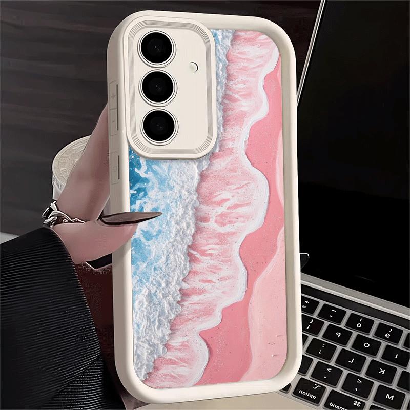 Phone Case for Samsung Galaxy S26 S25 Ultra S24 FE Pink Sunset Beach Dreamy Scenery Shell S23 Plus S22 + S21 S20 5G Soft Silicon