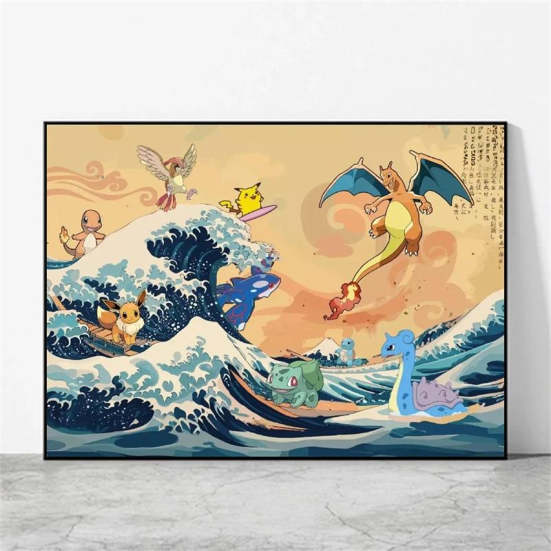 Print on Canvas  Gengar Classic Anime Posters Cartoon Character Picture HD Printing Retro Style Home Living Room Decor