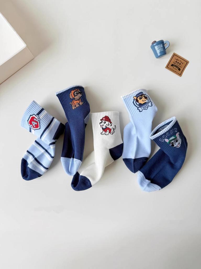 Boy's Cotton Mid-Calf Socks - Cartoon Paw Patrol, Spring/Autumn, Medium/Large Sizes