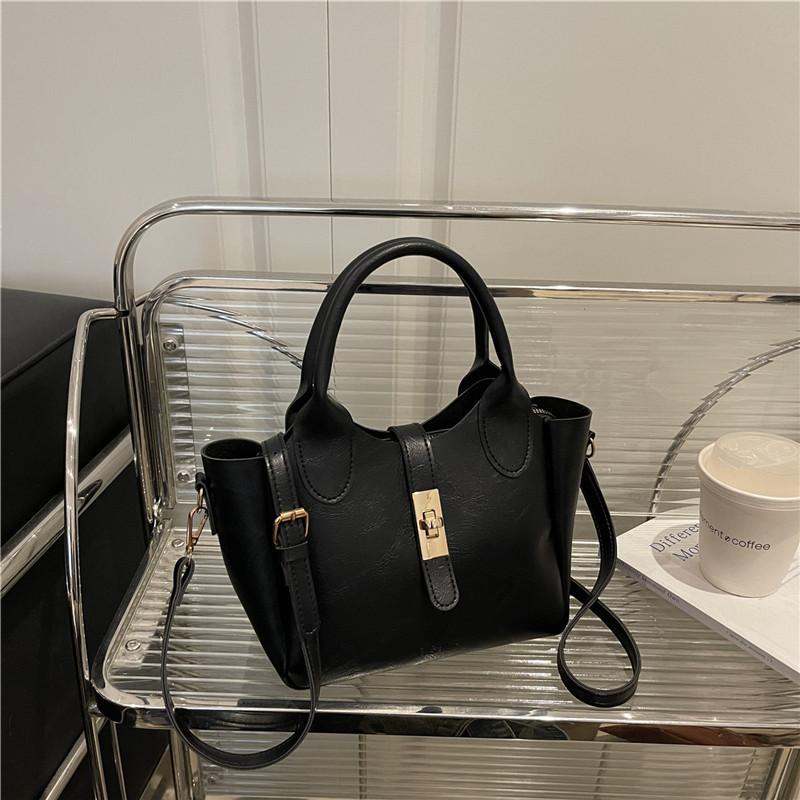 Womens Pu Water Bucket Bag With Lock Closure For Daily Use