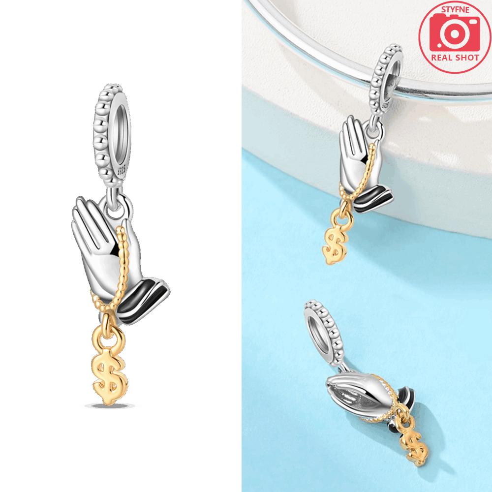 Lucky Pendant Prayer Hand Cross Star Wish Jesus Birth Beads Fit Bracelet Originalcopper Fine Gift Jewelry Women Diy Making
