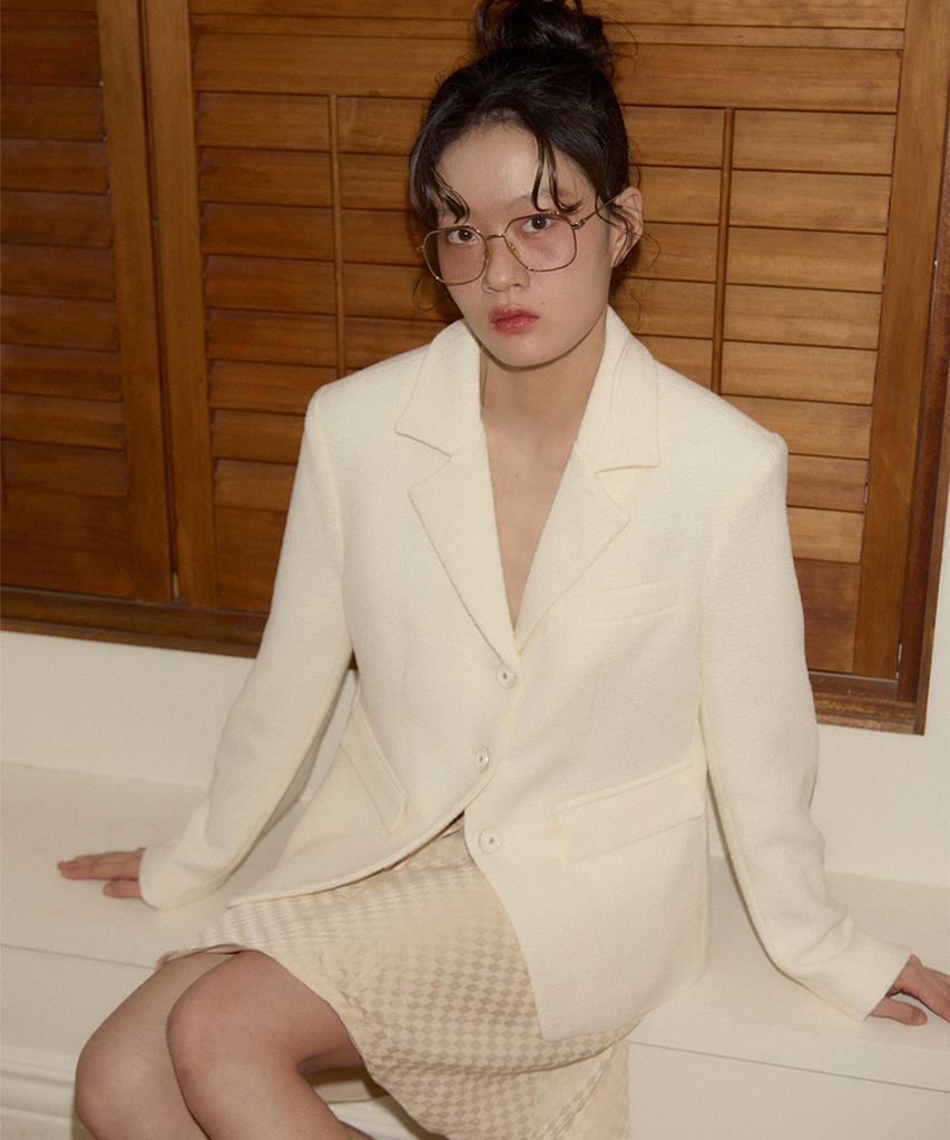 Salon De Yohn Classic Tweed Jacket_ Ivory