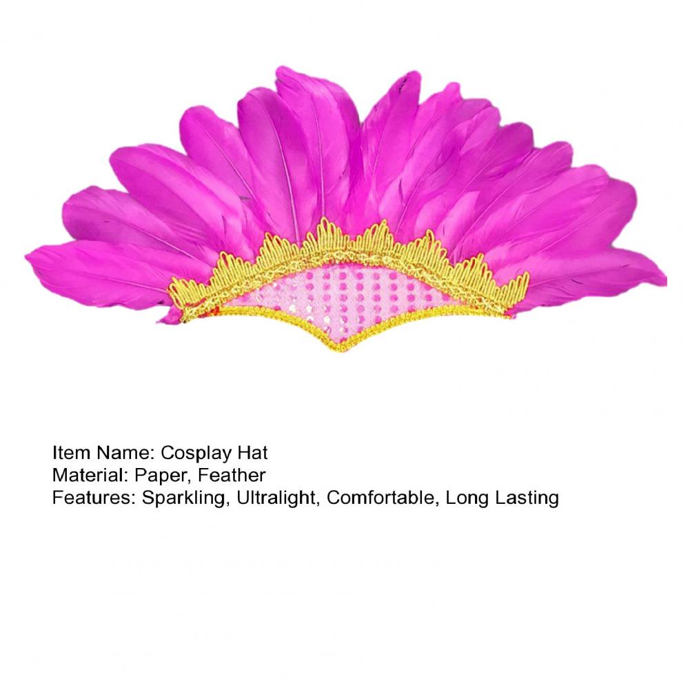 45cm Feather Cosplay Hat Carnival Indian Chief Hair Accessories Party Sparkling Embellished Headdress Colored Feather Headwear