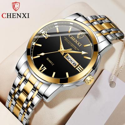 New TOP Brand Luxury Men's Watch With Box Business Men's Dual Calendar Luminous Waterproof Men's Quartz Watches