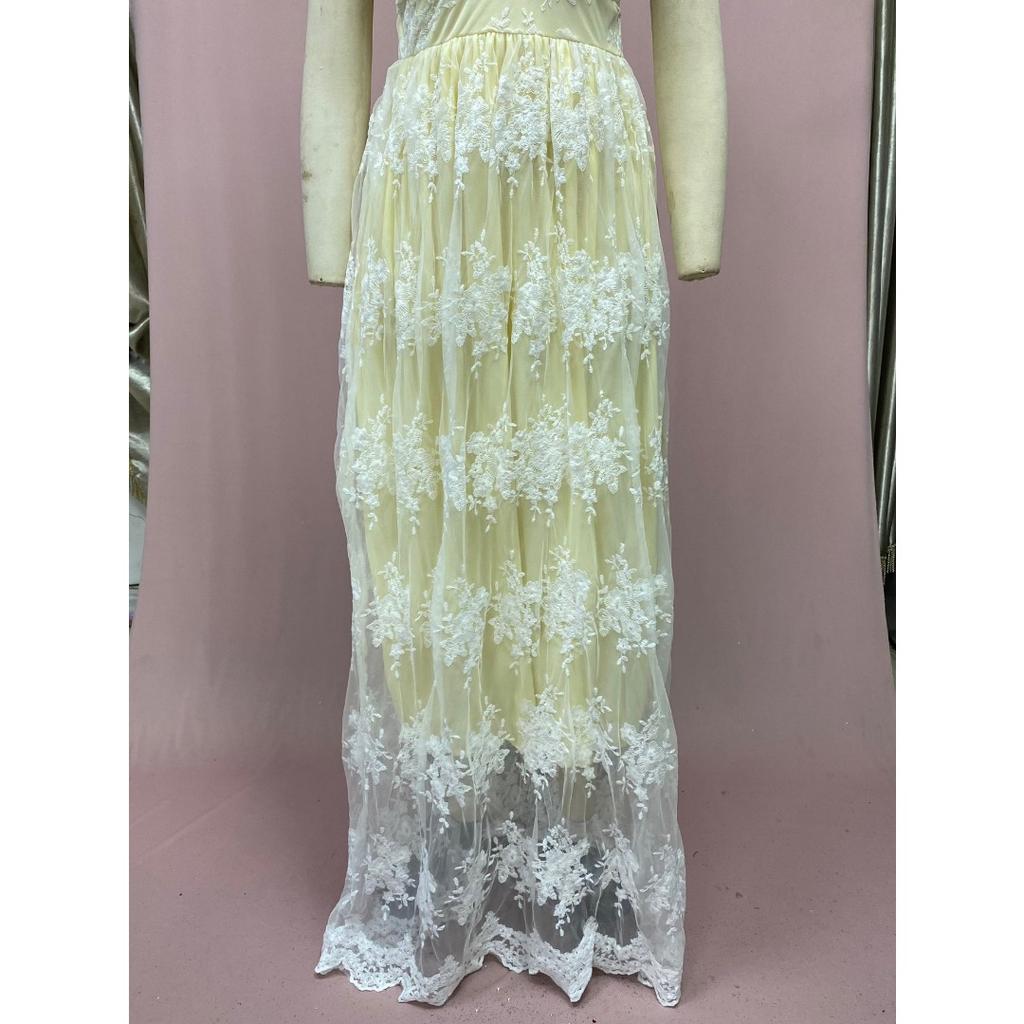 Women's Summer New Sheer Mesh Backless Dress - Deep V Neck Lace Long Gown with Spaghetti Straps, Elegant Evening Dress