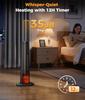 Portable 25' Tower Heater with 3D Flame, Remote, Adjustable Thermostat, 2 Heat Modes, Safety Features, 12H Timer, Quiet Operatio