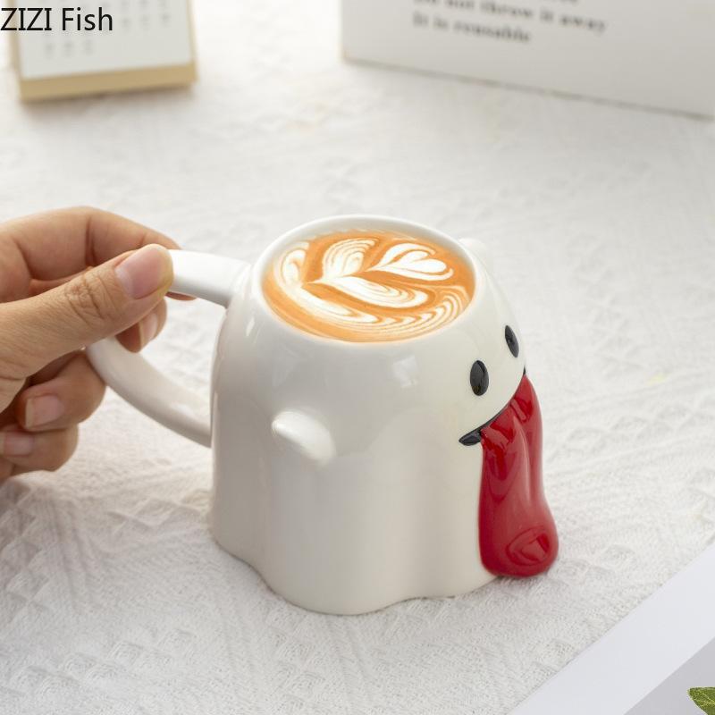 Halloween Ghost Porcelain Mugs Water Cup Creative Tableware Coffee Mug Dining Table Afternoon Tea Teacup Fruits Juice Cup