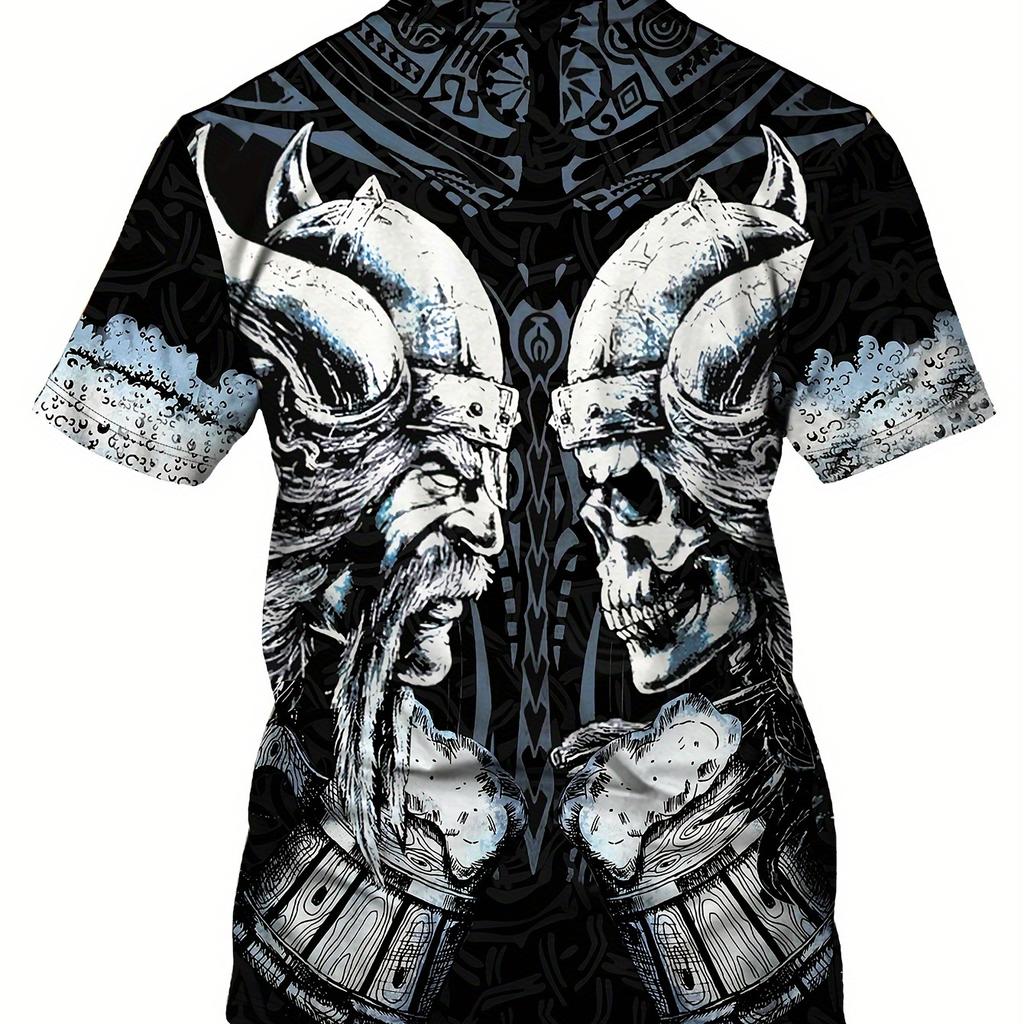 Vintage Wings Graffiti Digital Print Men's Novelty Short Sleeve Crew Neck T-shirt, Summer Outdoor