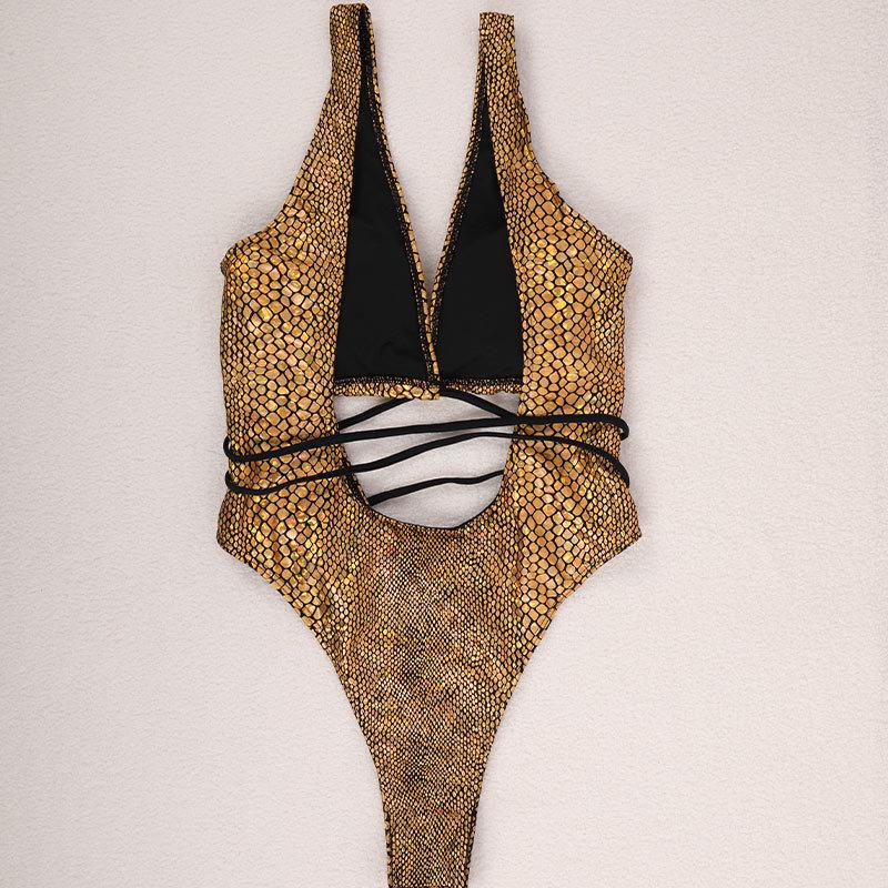 Sexy Onepiece Laceup Black Womens Swimsuit Solid Color Plus Size