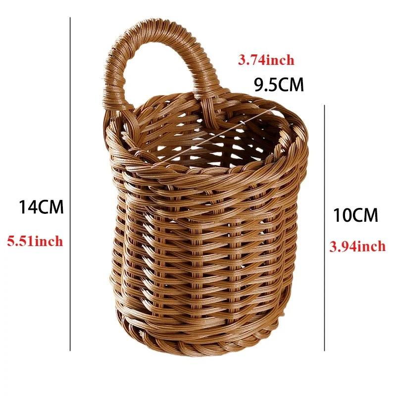 

Kitchen Storage Plastic Woven Basket with Handle Minimalist Design Living Room Food Fruit Sundries Organizers Cestas De Cocina