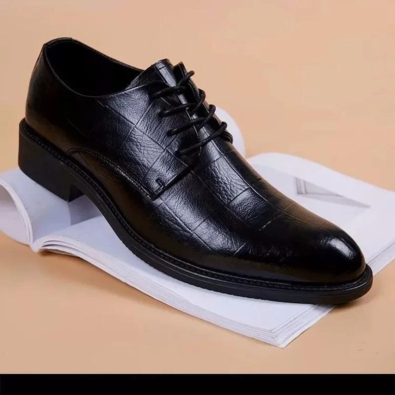 Men'S Dress Party Shoes Black Suit Shoes Talian Leather Hombre Formal Shoes Men Office Sapato Social Masculino