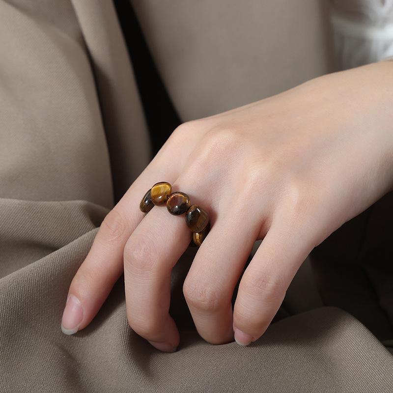 

Французский свет роскошный дизайн камень тигровый глаз эластичная веревка регулируемый размер кольцо индивидуальность темперамент универсальные многослойные ювелирные изделия No. 8