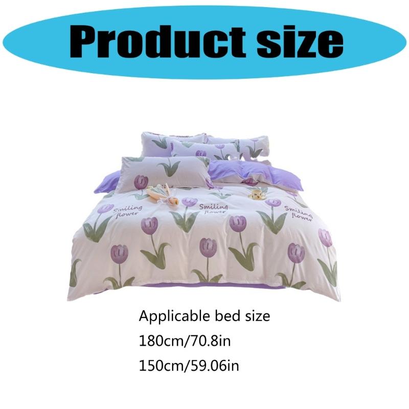 4 Piece Washed Cotton Bed Sheet Set Brushed Finish Duvet Cover Pillowcase For Years Round Comfort Family Household Use