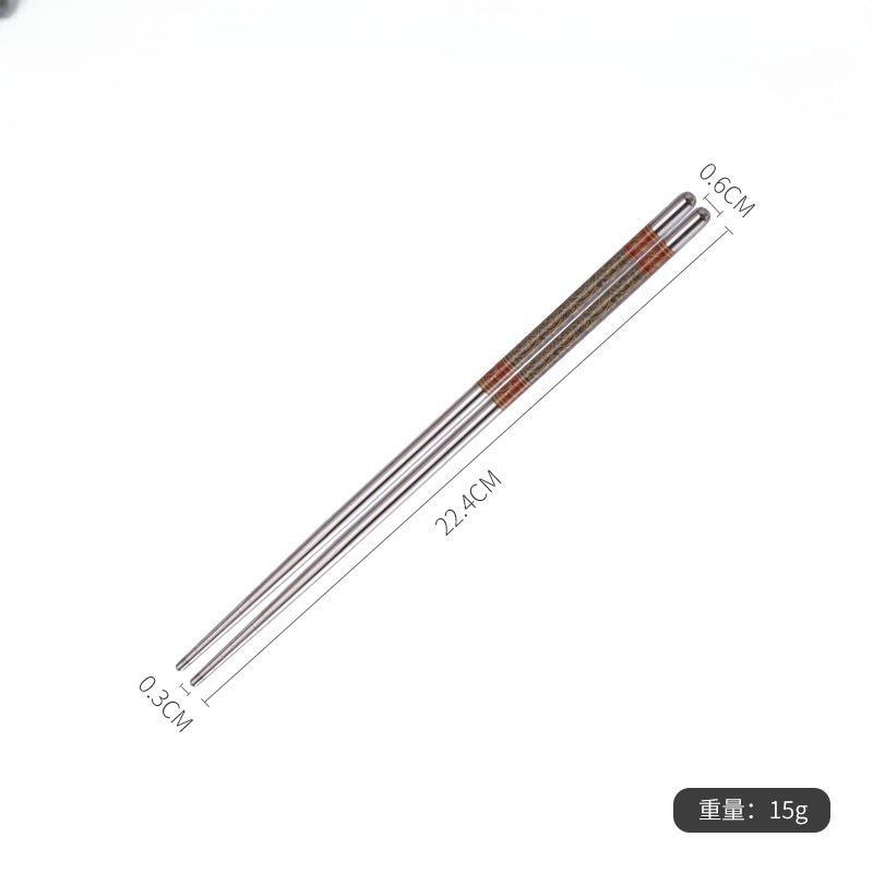 Stainless Steel Chopsticks Non-slip Household Hotel Canteen Full Round Chopsticks Laser Logo Stainless Steel Metal Chopsticks
