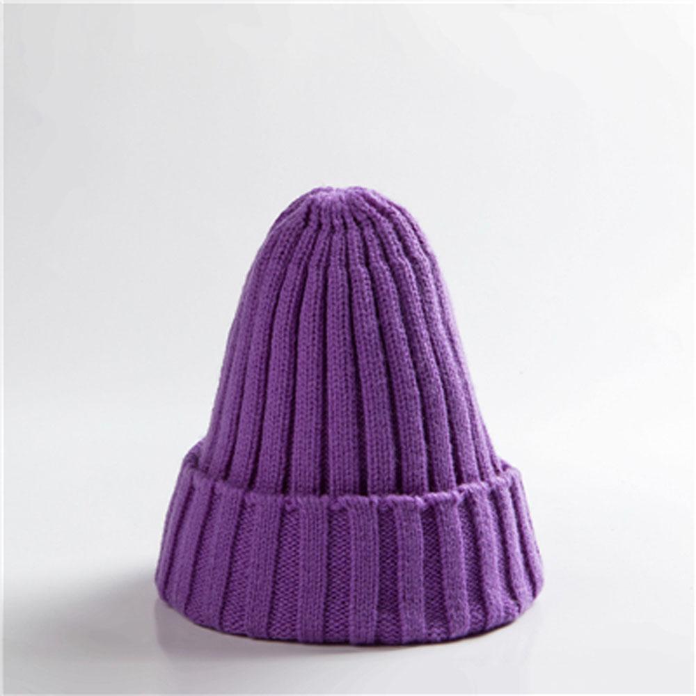 Trendy Autumn Winter Solid Edge Curl Woolen Knitted Skullies Beanies Unisex Ear Protection Warm Fitting Hood Hat