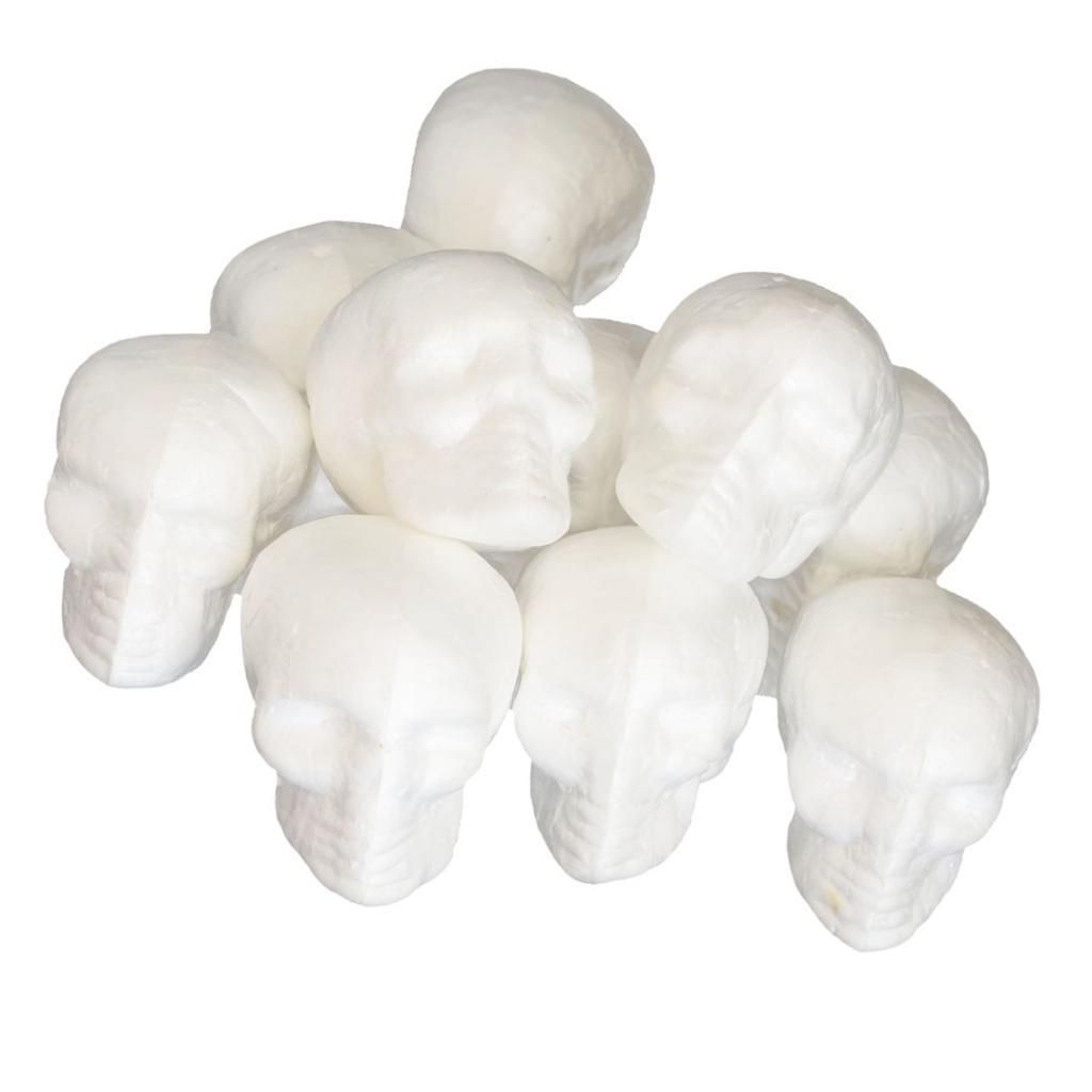 Pěnová lebka s vysokou hustotou pro řemesla Bílý polystyrenový ornament pro DIY Halloweenské dekorace a umělecké projekty
