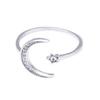 Beixi s925 Sterling Silver Star & Moon Open Ring for Women - Chic & Elegant Design for Daily Wear