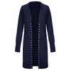 Women Long Sleeve Cardigan Long Button Coat Solid Color Casual Loose Cardigan
