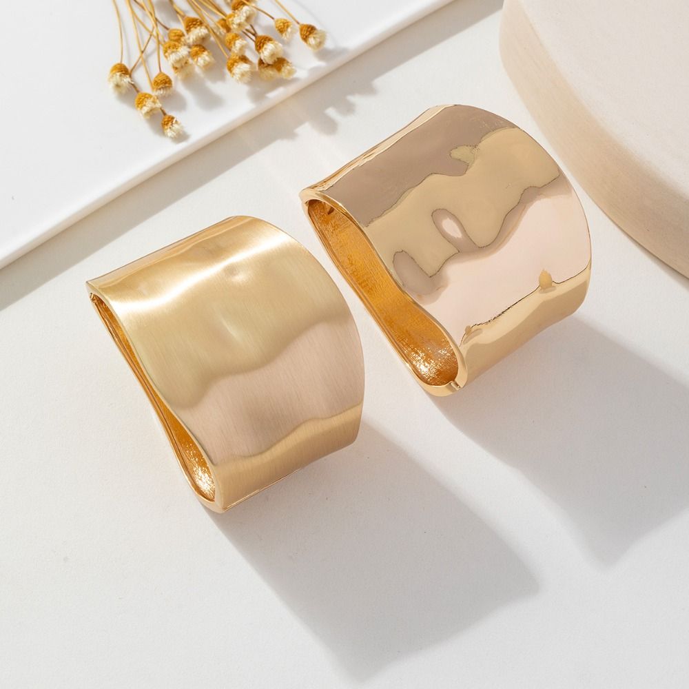 Textured Exaggerated Bracelet Matte Wide Side Bangle Retro Simple Metal Bracelet  Daily
