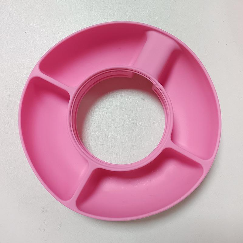 Silicone Snack Bowl Food-Grade Reusable Snack Ring Lightweight Candy Platter with 4 Compartments for Stanley Cup 40oz 30oz