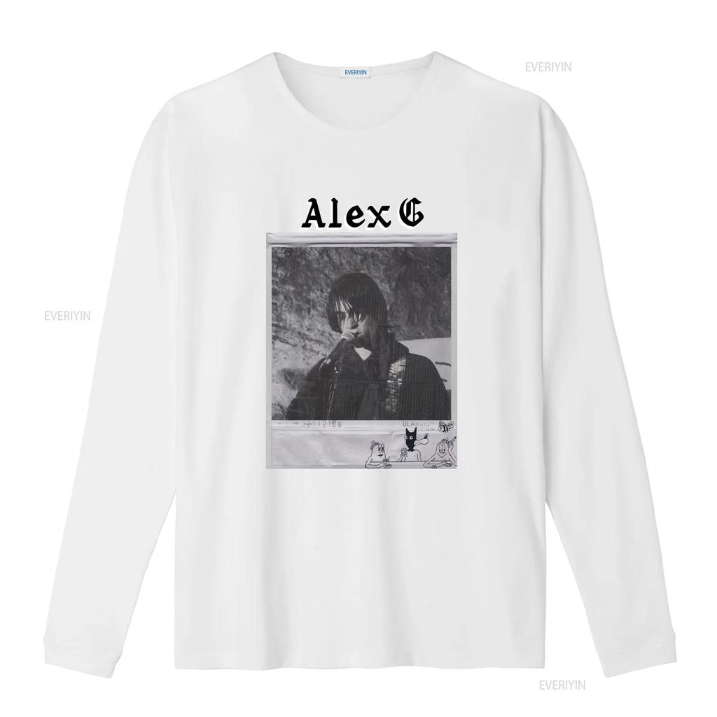 Vintage Retro Black White Alex G Indie Music Print Streetwear T Shirt Vintage Washed Comfortable Streetwear Stretched Versatile