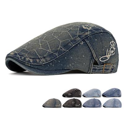 Denim Forward Cap Women Beret Men Retro Peaked Cap British Newsboy Cap