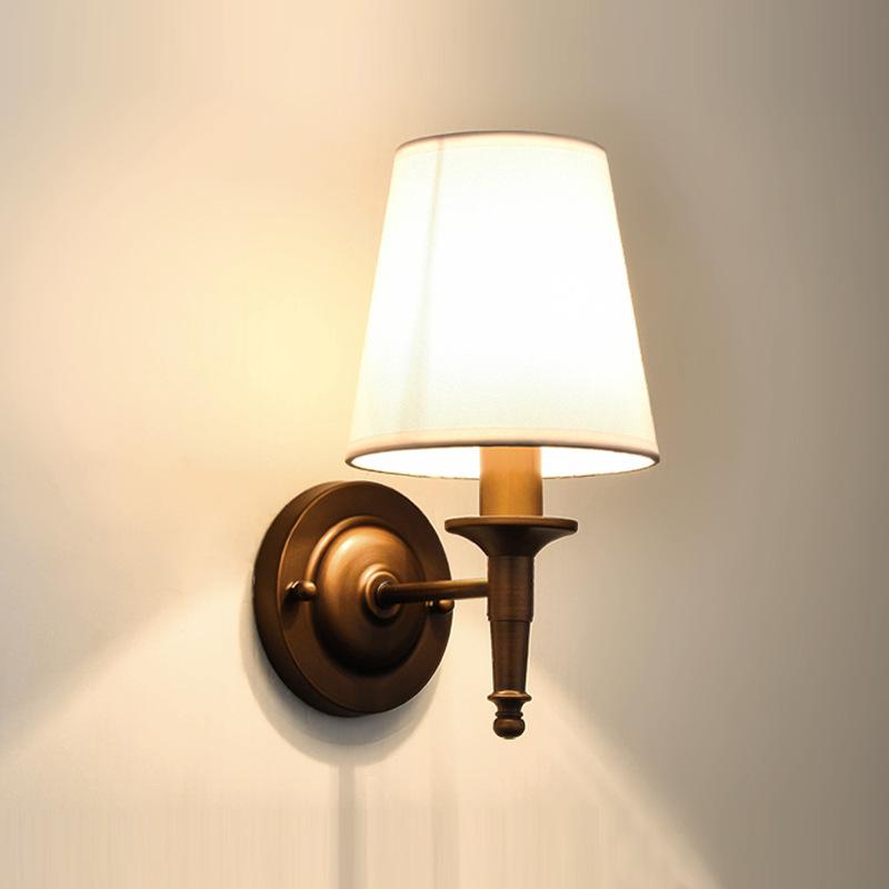 

Creative LED European Fabric Lampshade E14 Bedroom Bedside Wall Lamp Indoor Living Room Corridor Staircase Decoration Lighting 12 W&not including bulb