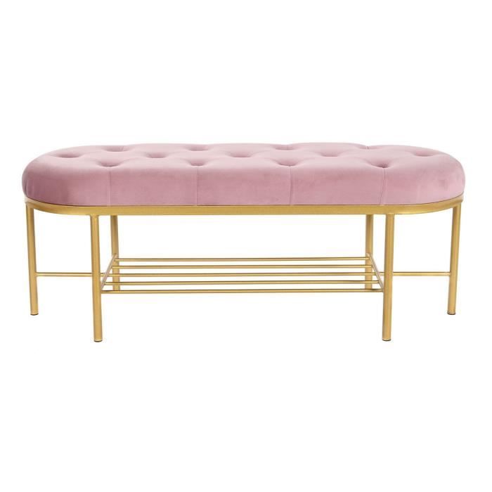 Benk - DKD Home Decor - Roségull - Metall - 100 x 35 x 40 cm - 1 sete