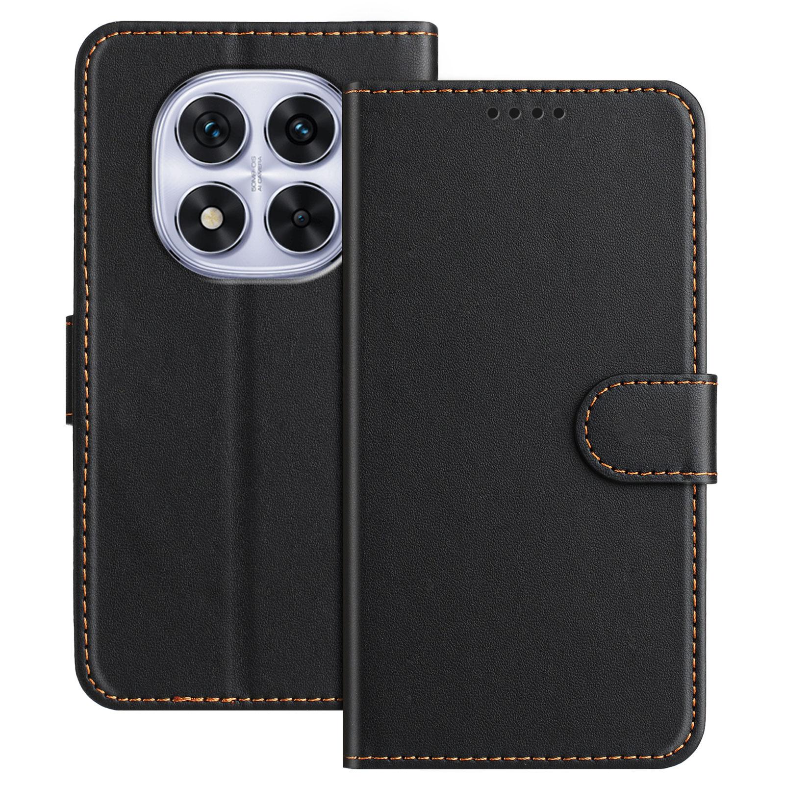 

For Xiaomi Redmi Note 14 Pro+ 5G/Xiaomi Poco X7 5G/Xiaomi Redmi Note 14 Pro 5G Leather Case Wallet Stand Solid Color Anti Drop Phone Cover Black