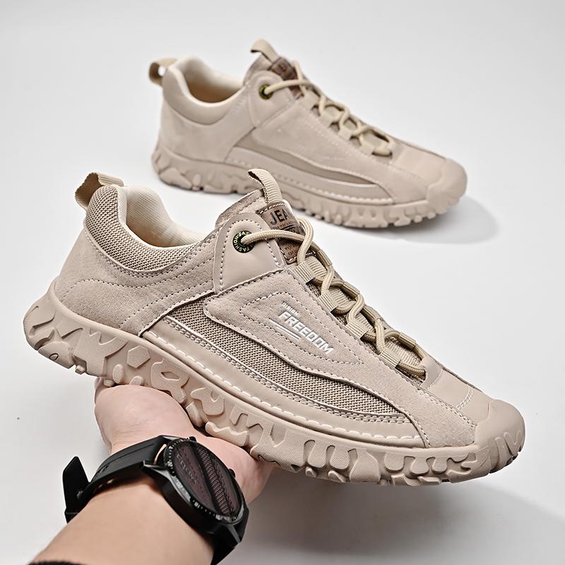 Four Seasons Men's Pigskin Mesh Breathable Retro Casual Shoes Large Size Casual Shoes Lightweight Ankle Boots