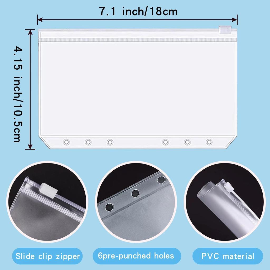 PU Ring Binder Budget Planner with Stickers - A6 Cash Envelope Notebook