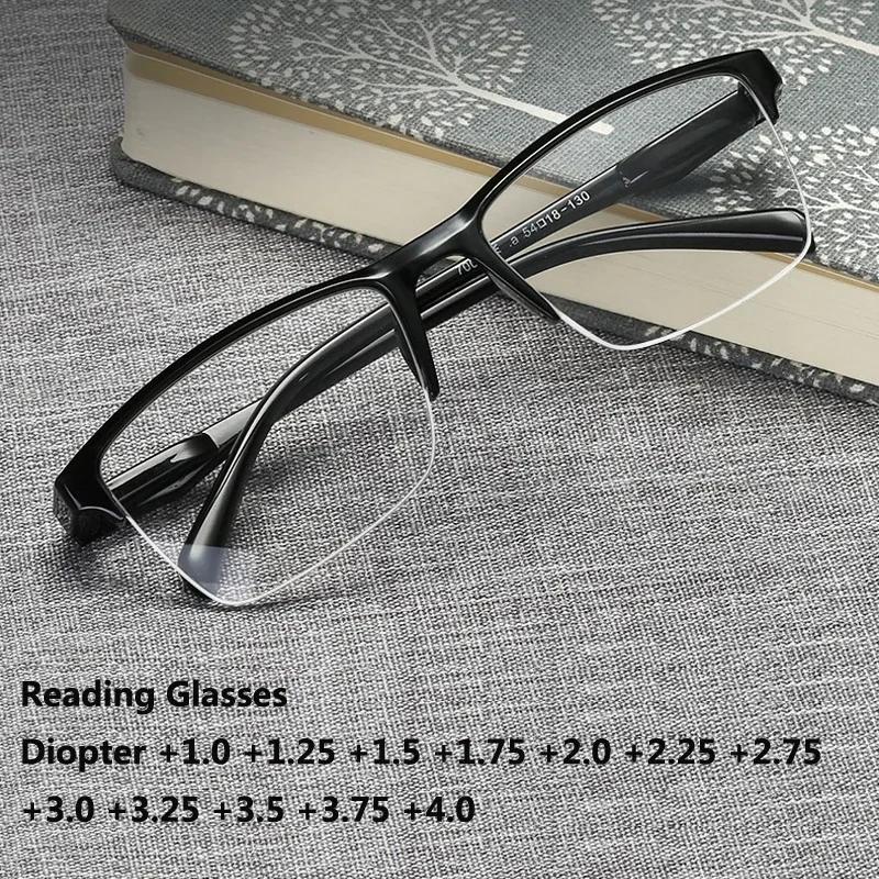 Ultralight Half Frame Reading Glasses For Presbyopia Eyeglasses With Diopters +0.75+1.0+1.25+1.5+1.75+2.0+2.25+2.5+2.75+3.0+4.0