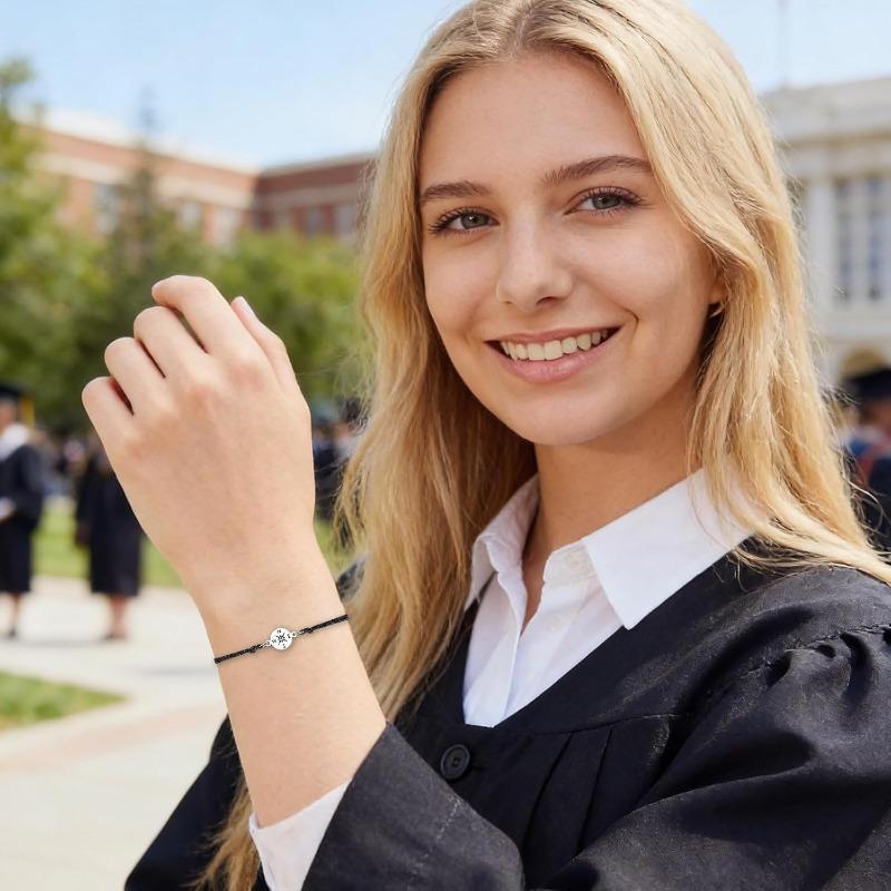 Graduation Commemorative Bracelet 2026, Class of 2026 Gifts Natural Stone Compass Bracelet for Women Men, Adjustable Graduation Gift with Cap Gift Box