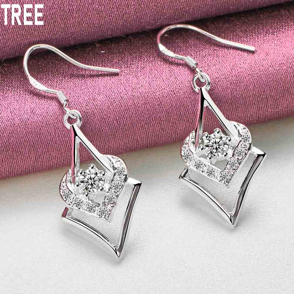 925 Sterling Silver AAA Zirkon Perforované náušnice ve tvaru srdce Módní svatební šperky