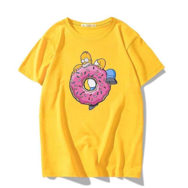 Fashion Disney Cartoon Simpson Oversized Tshirt Summer Blouses Ladies Unisex White Tees Tops Short Sleeve Blouses Women YK Tshirt