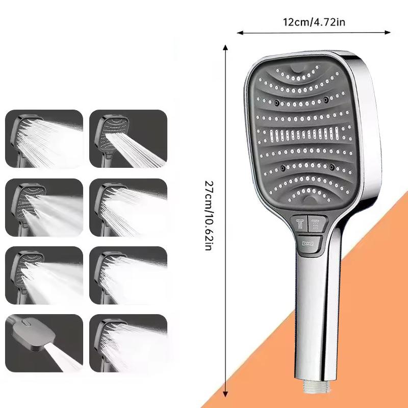 High Pressure Shower Head 7 Modes Big Panel Showerheads Water Saving One-Key Stop Water Spray Nozzle Bathroom Faucet Accessorie