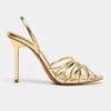 Fashion Elegant Narrow Cross-Strap Design Thin Heeled Sandals Women Sexy Peep Toe Hollow Bohemian High Heels Gold Party Wedding Shoes