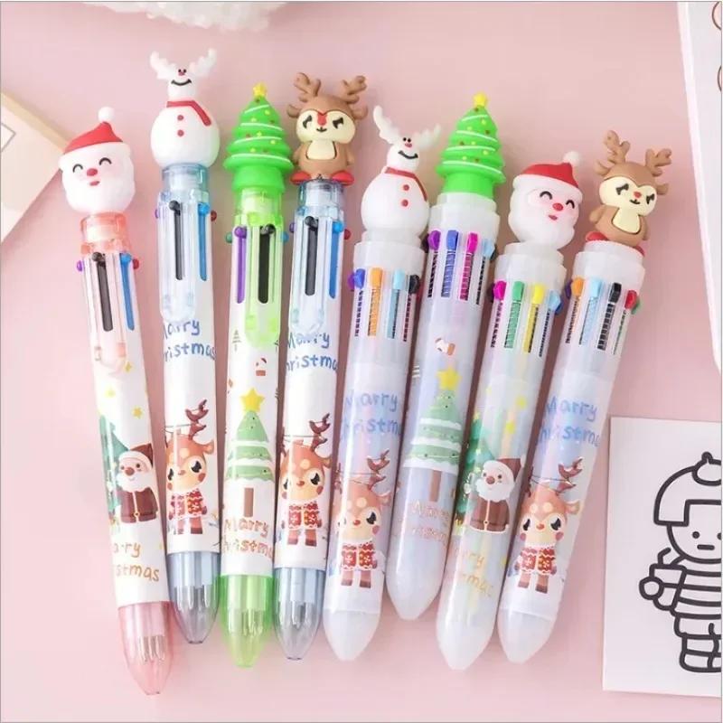 Christmas Gift Set Cartoon Santa Claus Pens Writing Pencils Creative Stationery Kids Multi-Color Marker School Supplies Snowman