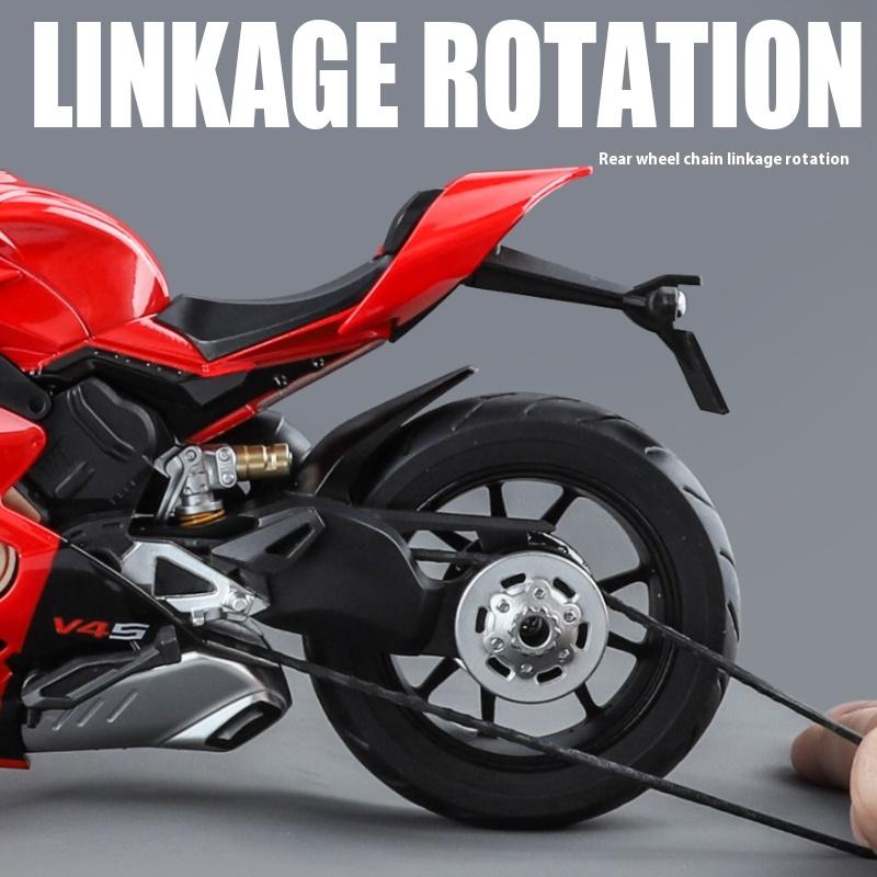 1/9 Scale DUCATI V4S Alloy Motorcycle Model with Lights - Kids' Premium Toy Car Replica, Racing Enthusiast Gift