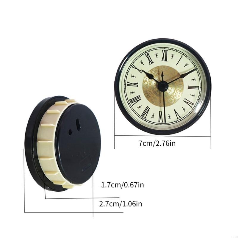 62KD Round Shaped Wall Clock Head Roman/Arabic Numeral Inlaid Clock Insert 70mm Quartzs Clock Head for Bedroom Living Room