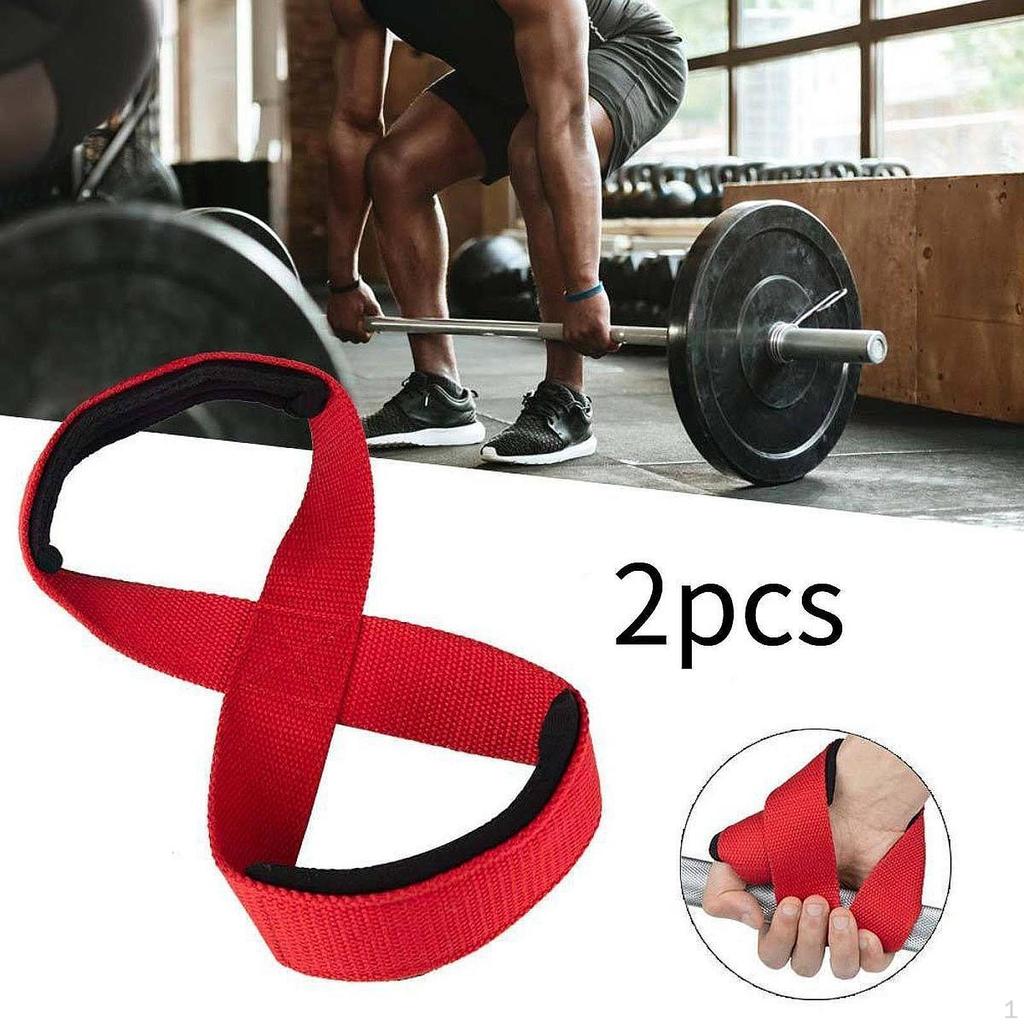2Pcs Weight Lifting Straps Anti Slip Figure 8 Deadlift Wear Resistant for Bodybuilding Gym