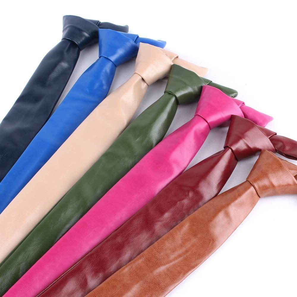 Retro PU Leather Ties 5.5cm Wide Narrow tie Fashion JK Necktie  Unisex