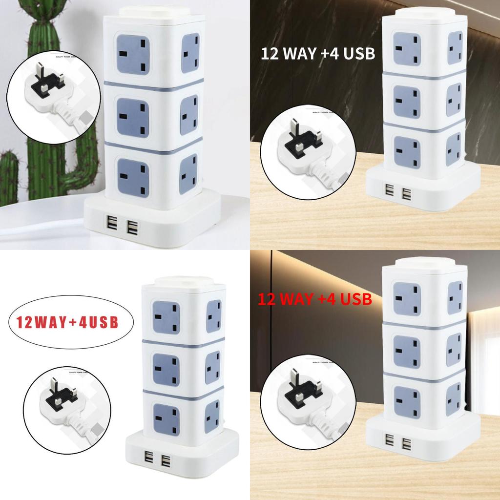 Reliable Uk Standard Vertical Power Strip With Multiple Usb Ports For Home And Office Use