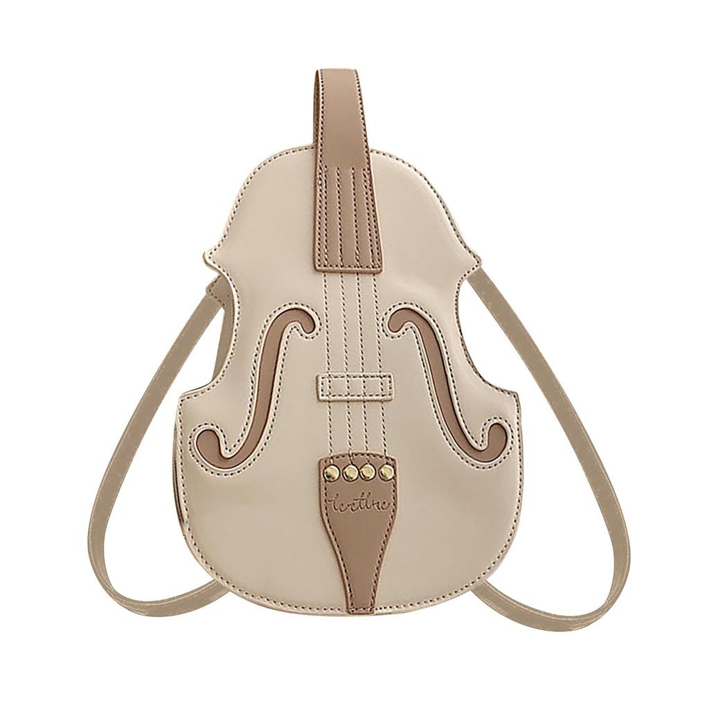 Vintage Violin Shaped Backpack Small Crossbody Bag Unique Accordion Style Shoulder Bag Casual Daily Use Lightweight Design