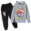 2026 Copii Haaland Nr. 9 Set Trening 2 Piese Băieți Fete Fotbal Desen Animat Hanorac+Pantaloni de trening Set Casual Sport