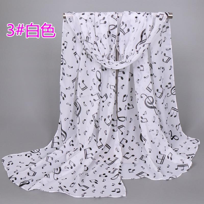 Chiffon women's sunscreen silk scarf, new music symbol women's fashion long scarf, elegant
