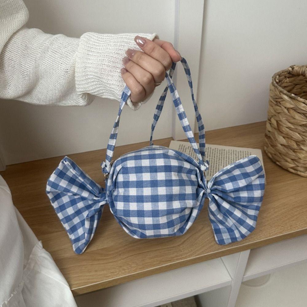 Sweet Candy Bag Grid Candy Bag Cloth Red Plaid Crossbody Bag Printed Shoulder Bag  Student
