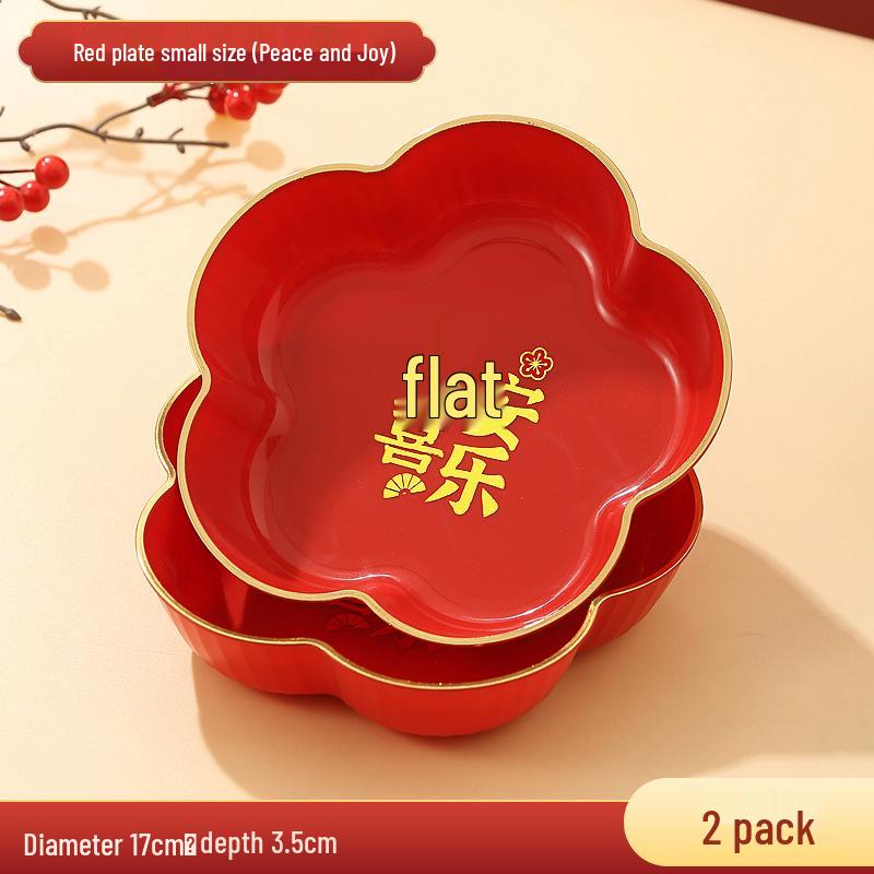 Red Wedding Candy Dish & Engagement Centerpiece Set: Happy Plate for Dried Fruits & Housewarming